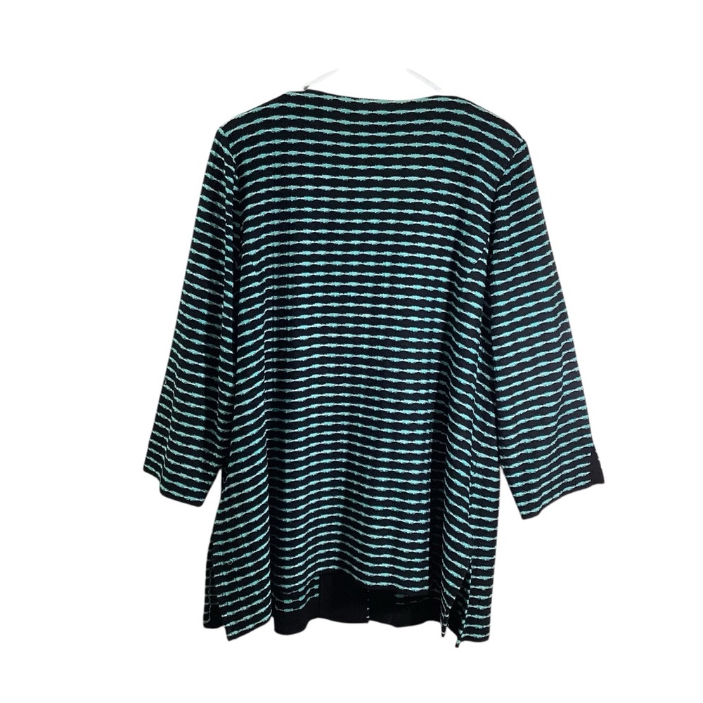 Misook Black and Teal Knit Cardigan Sweater - Picture 4 of 8